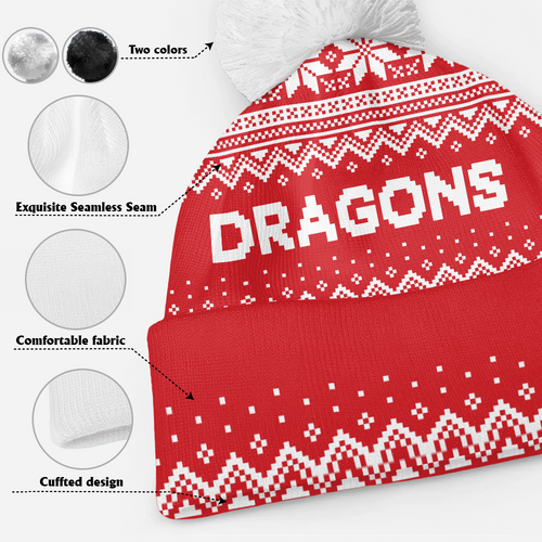 St. George Illawarra Dragons Bobble Beanie Hat Merry Christmas Urban Fans Knit Style Edition