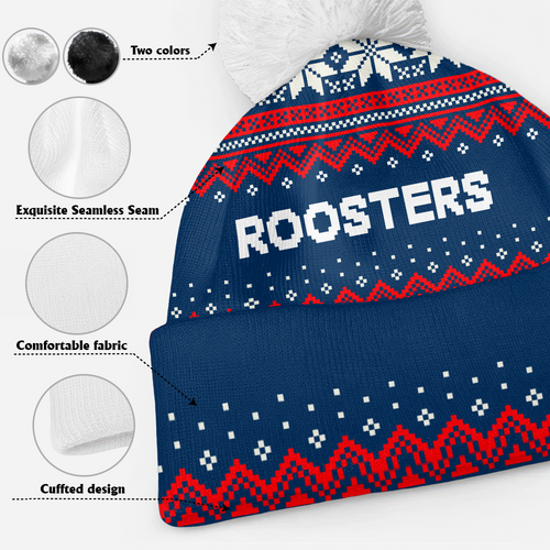 Sydney Roosters Bobble Beanie Hat Merry Christmas Urban Fans Knit Style Edition