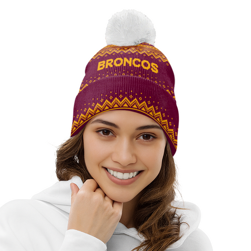 Brisbane Broncos Bobble Beanie Hat Merry Christmas Urban Fans Knit Style Edition
