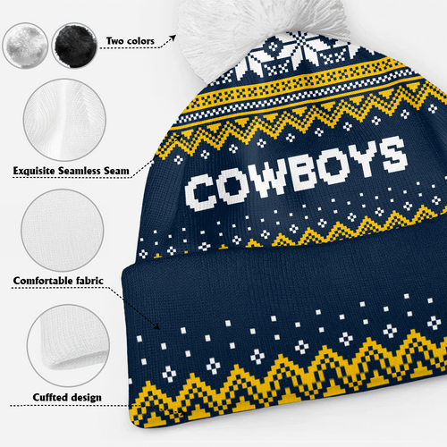North Queensland Cowboys Bobble Beanie Hat Merry Christmas Urban Fans Knit Style Edition