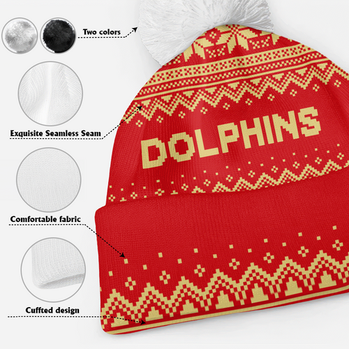 Redcliffe Dolphins Bobble Beanie Hat Merry Christmas Urban Fans Knit Style Edition