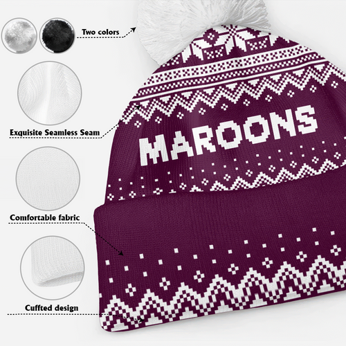 Queensland Maroons Bobble Beanie Hat Merry Christmas Urban Fans Knit Style Edition