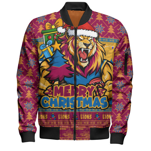 Brisbane Lions Bomber Jacket Festive Holiday Merry Christmas Vibe
