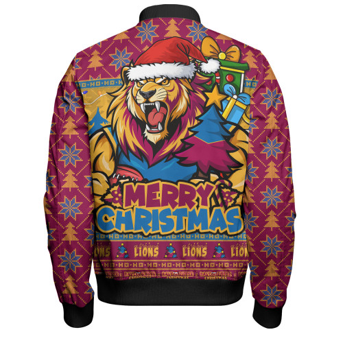 Brisbane Lions Bomber Jacket Festive Holiday Merry Christmas Vibe