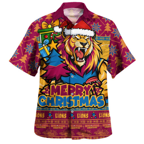 Brisbane Lions Hawaiian Shirt Festive Holiday Merry Christmas Vibe