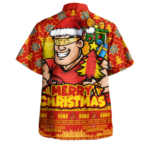 Gold Coast SUNS Hawaiian Shirt Festive Holiday Merry Christmas Vibe