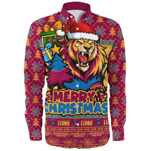Brisbane Lions Long Sleeve Shirt Festive Holiday Merry Christmas Vibe