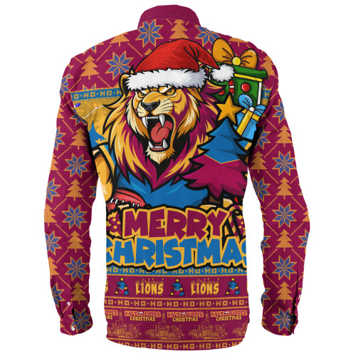 Brisbane Lions Long Sleeve Shirt Festive Holiday Merry Christmas Vibe