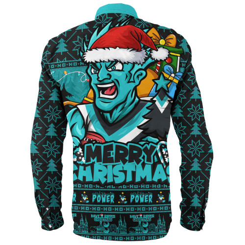 Port Adelaide Long Sleeve Shirt Festive Holiday Merry Christmas Vibe