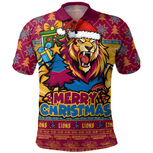 Brisbane Lions Polo Shirt Festive Holiday Merry Christmas Vibe