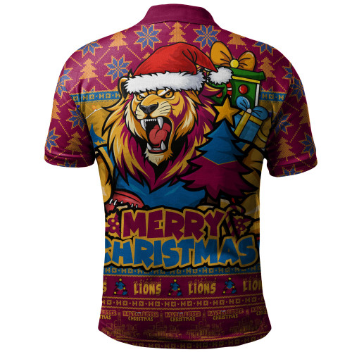 Brisbane Lions Polo Shirt Festive Holiday Merry Christmas Vibe
