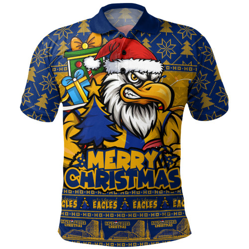 West Coast Eagles Polo Shirt Festive Holiday Merry Christmas Vibe