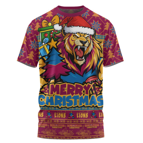 Brisbane Lions T-Shirt Festive Holiday Merry Christmas Vibe