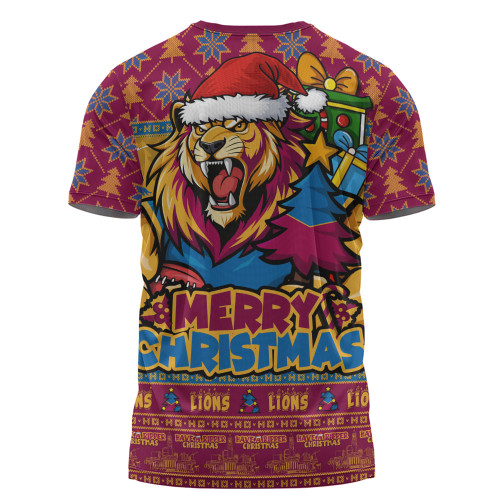 Brisbane Lions T-Shirt Festive Holiday Merry Christmas Vibe