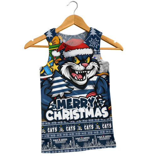 Geelong Cats Men Singlet Festive Holiday Merry Christmas Vibe
