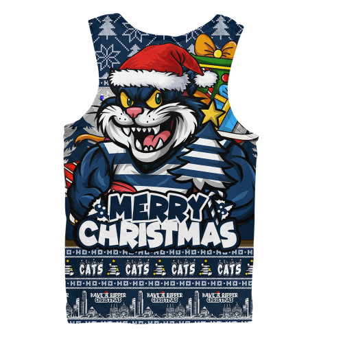 Geelong Cats Men Singlet Festive Holiday Merry Christmas Vibe