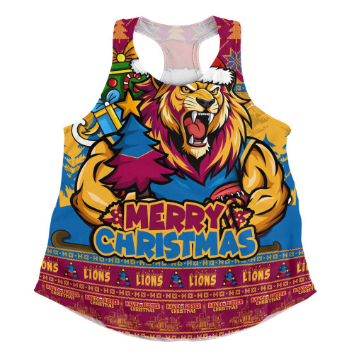 Brisbane Lions Women Racerback Singlet Festive Holiday Merry Christmas Vibe