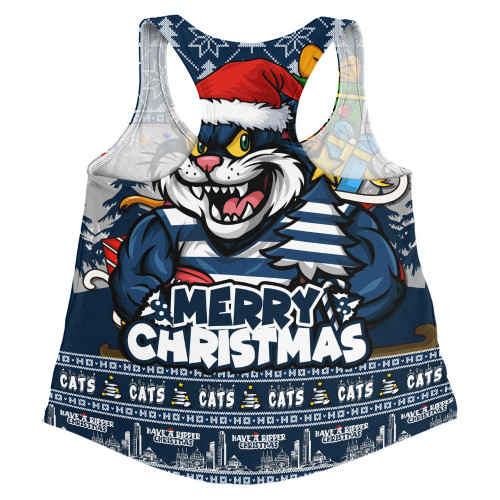 Geelong Cats Women Racerback Singlet Festive Holiday Merry Christmas Vibe