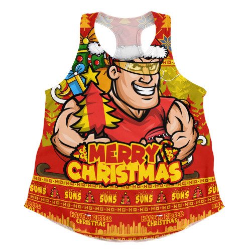 Gold Coast SUNS Women Racerback Singlet Festive Holiday Merry Christmas Vibe
