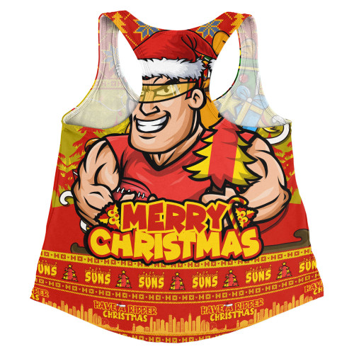 Gold Coast SUNS Women Racerback Singlet Festive Holiday Merry Christmas Vibe