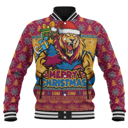 Brisbane Lions Baseball Jacket Festive Holiday Merry Christmas Vibe