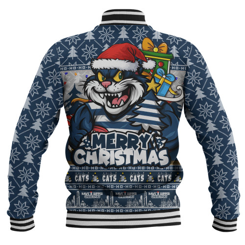 Geelong Cats Baseball Jacket Festive Holiday Merry Christmas Vibe