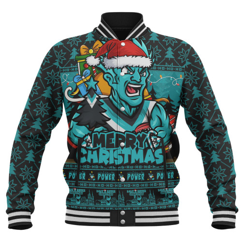 Port Adelaide Baseball Jacket Festive Holiday Merry Christmas Vibe