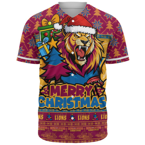 Brisbane Lions Baseball Shirt Festive Holiday Merry Christmas Vibe