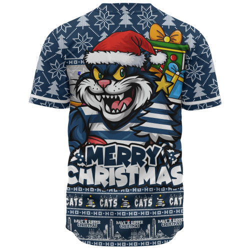 Geelong Cats Baseball Shirt Festive Holiday Merry Christmas Vibe