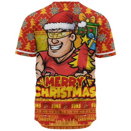 Gold Coast SUNS Baseball Shirt Festive Holiday Merry Christmas Vibe