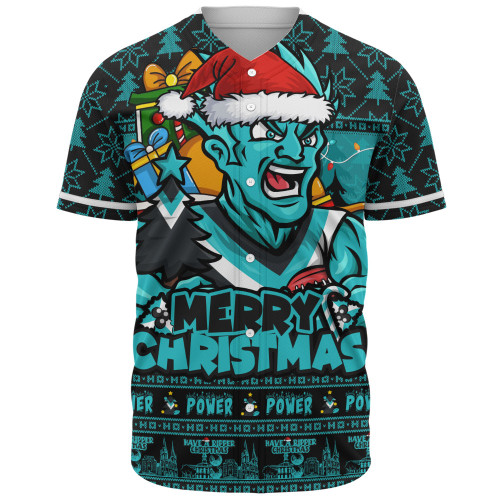 Port Adelaide Baseball Shirt Festive Holiday Merry Christmas Vibe