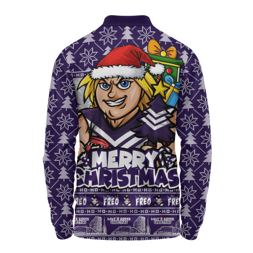 Fremantle Long Sleeve Polo Shirt Festive Holiday Merry Christmas Vibe