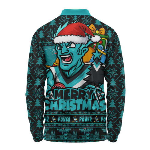 Port Adelaide Long Sleeve Polo Shirt Festive Holiday Merry Christmas Vibe