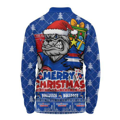 Western Bulldogs Long Sleeve Polo Shirt Festive Holiday Merry Christmas Vibe