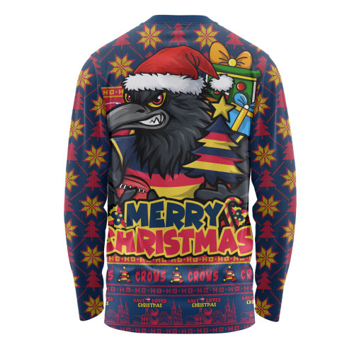 Adelaide Crows Long Sleeve T-shirt Festive Holiday Merry Christmas Vibe