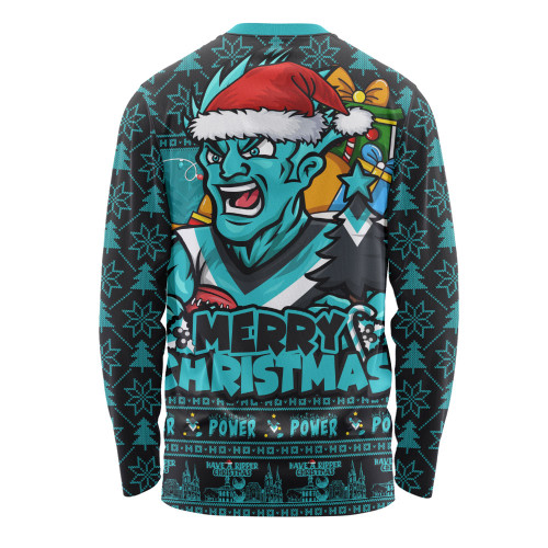 Port Adelaide Long Sleeve T-shirt Festive Holiday Merry Christmas Vibe