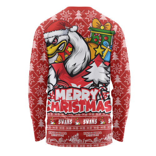 Sydney Swans Long Sleeve T-shirt Festive Holiday Merry Christmas Vibe