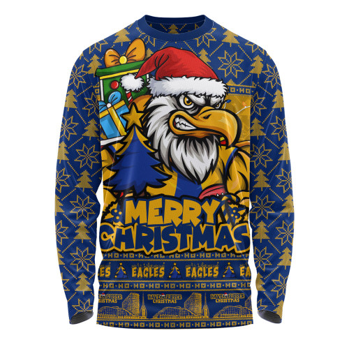 West Coast Eagles Long Sleeve T-shirt Festive Holiday Merry Christmas Vibe