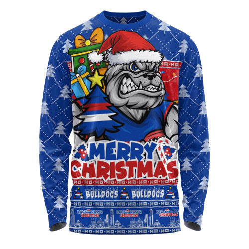 Western Bulldogs Long Sleeve T-shirt Festive Holiday Merry Christmas Vibe