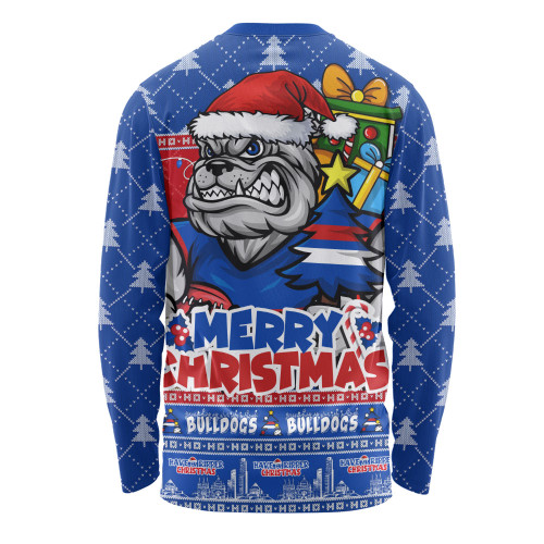 Western Bulldogs Long Sleeve T-shirt Festive Holiday Merry Christmas Vibe