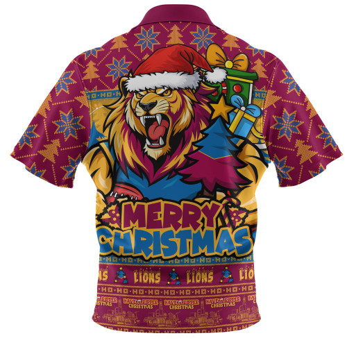 Brisbane Lions Zip Polo Shirt Festive Holiday Merry Christmas Vibe