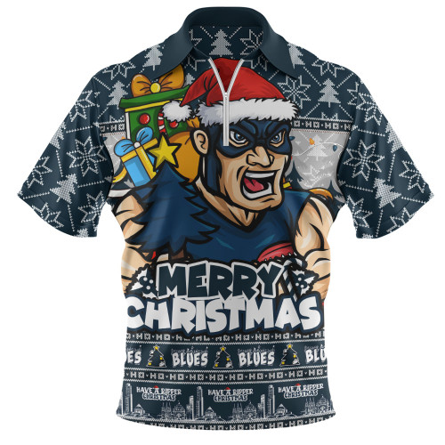 Carlton Zip Polo Shirt Festive Holiday Merry Christmas Vibe