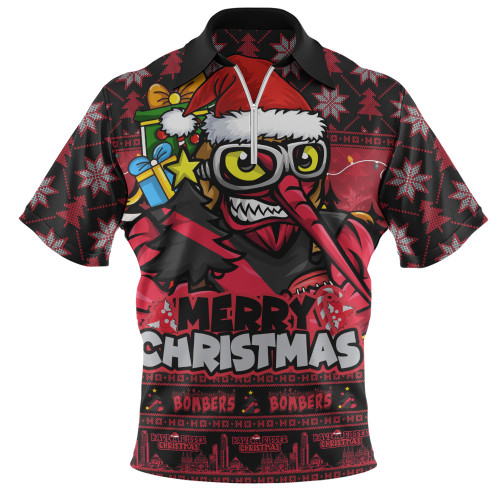 Essendon Zip Polo Shirt Festive Holiday Merry Christmas Vibe