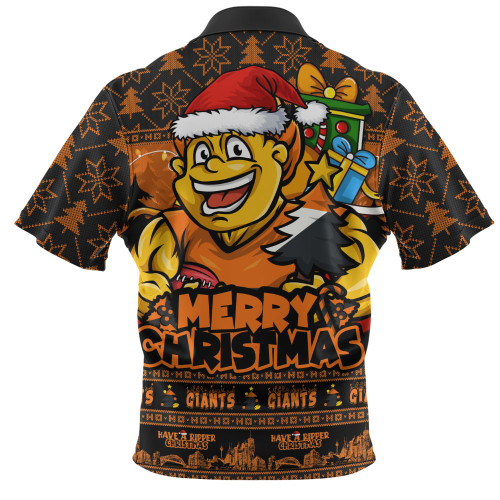 GWS GIANTS Zip Polo Shirt Festive Holiday Merry Christmas Vibe