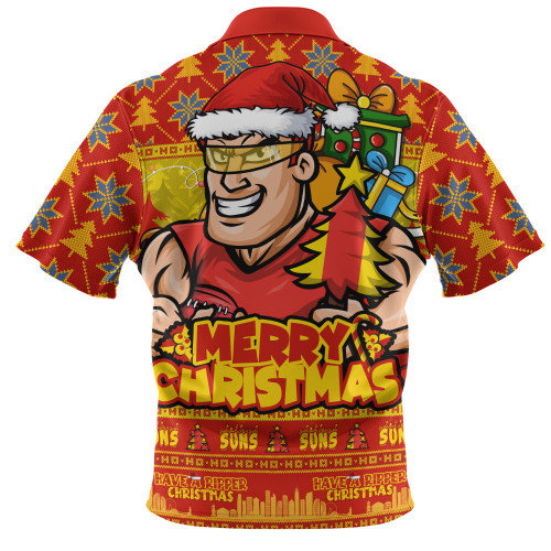 Gold Coast SUNS Zip Polo Shirt Festive Holiday Merry Christmas Vibe