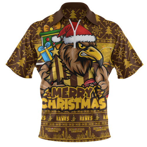 Hawthorn Zip Polo Shirt Festive Holiday Merry Christmas Vibe