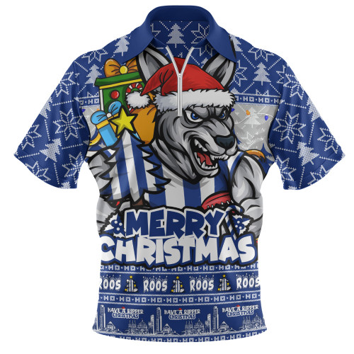North Melbourne Zip Polo Shirt Festive Holiday Merry Christmas Vibe