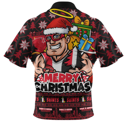 St Kilda Zip Polo Shirt Festive Holiday Merry Christmas Vibe