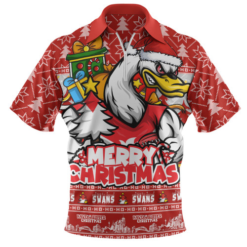 Sydney Swans Zip Polo Shirt Festive Holiday Merry Christmas Vibe