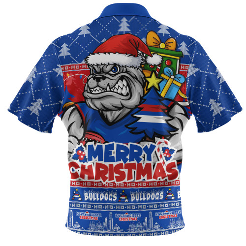 Western Bulldogs Zip Polo Shirt Festive Holiday Merry Christmas Vibe